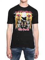DSQUARED - BAUMWOLL LEINEN JERSEY T-SHIRT - SCHWARZ