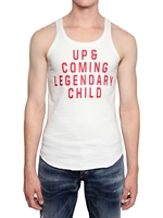 DSQUARED - UP & COMING COTTON JERSEY TANK TOP - WHITE/RED