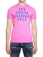 DSQUARED - BAUMWOLL-JERSEY T-SHIRT UP & COMING - FUCHSIA/BLAU