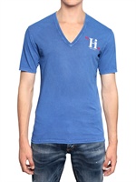 DSQUARED - IM A LOVER BEDRUCKTES BAUMWOLL JERSEY T-SHIRT - BLAU/WEISS