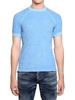 DSQUARED - LEICHTES BAUMWOLLEN TERRY LOGO T-SHIRT - HELLBLAU