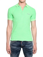 DSQUARED - LIGHT COTTON TERRY LOGO POLO - LIGHT GREEN