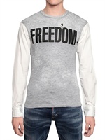 DSQUARED - BAUMWOLLEN VISKOSEN JERSEY UND POPELINEN T-SHIRT - GRAU/WHITE