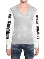 DSQUARED - BAUMWOLLEN VISKOSEN JERSEY UND POPELINEN T-SHIRT - GRAU/WHITE