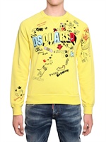 DSQUARED - BEDRUCKTES BAUMWOLL FLEECE SWEATSHIRT - GELB
