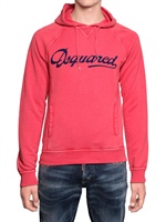 DSQUARED - DSQUARED BAUMWOLL-FLEECE KAPUZEN SWEATSHIRT - ROT/NAVY