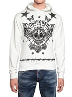 DSQUARED - NIETEN TOTENKOPF BAUMWOLL-FLEECE SWEATSHIRT - WEIß