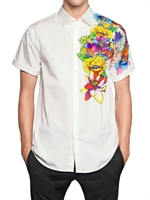 DSQUARED - TATTOO PRINT POPLIN SHORT SLEEVED SHIRT - WHITE