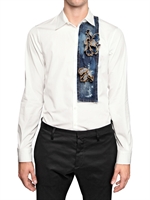 DSQUARED - DETACHABLE DENIM AND COTTON POPLIN SHIRT - WHITE