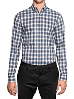 DSQUARED - CHECKED COTTON REGULAR FIT SHIRT - BLUE/WHITE