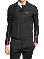 DSQUARED - SHINY AND MATT NYLON CASUAL JACKET - BLACK