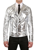 DSQUARED - CHIODO LEATHER JACKET - SILVER