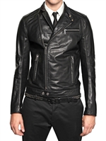 DSQUARED - CHIODO LEATHER JACKET - BLACK