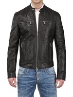 DSQUARED - DAN BIKER LEATHER JACKET - BLACK