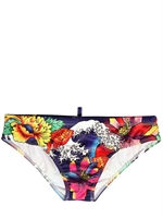 DSQUARED - SEA PRINTED LYCRA BATHING SUIT - BLUE