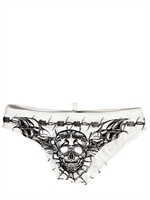 DSQUARED - SKULL SPIDER LYCRA & NYLON BATHING SUIT - WHITE