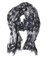 KARL - SCHAL AUS BAUMWOLL-SEIDENMISCHUNG MIT SPRAYDRUCK - BLACK MULTI