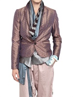 ANN DEMEULEMEESTER - GIACCA TRE BOTTONI STIRATI A DUE IN SETA JACQUARD - ROSA