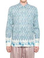 ANN DEMEULEMEESTER - CAMICIA IN TELA DI COTONE STAMPA FANTASIA - CELESTE