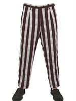 ANN DEMEULEMEESTER - PANTALONI IN MISTO COTONE A RIGHE - BORDEAUX/GRIGIO
