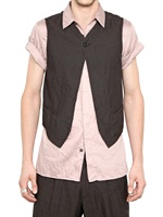 ANN DEMEULEMEESTER - GILET REVERSIBILE IN COTONE SPIGATO - MARRONE