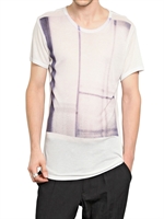 ANN DEMEULEMEESTER - GERIPPTES MODAL KASHMIR JERSEY T-SHIRT - OFF WEISS