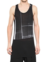 ANN DEMEULEMEESTER - TANK TOP IN JERSEY DI MODAL E CASHMERE - NERO/GRIGIO