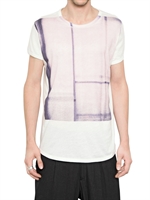 ANN DEMEULEMEESTER - KSHMIR JERSEY T-SHIRT MIT KNÜPFBATIK FARB TECHNIK - WEIß/ROSA