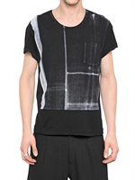 ANN DEMEULEMEESTER - KSHMIR JERSEY T-SHIRT MIT KNÜPFBATIK FARB TECHNIK - SCHWARZ/GRAU