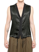 ANN DEMEULEMEESTER - SATIN VISCOSE & WOOL KNIT VEST - BLACK