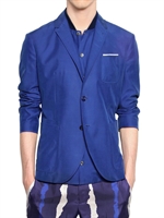 NEIL BARRETT - JACKE MIT 2 KNÖPFEN AUS MODALFASER CUPRO & CANVAS - BLAU