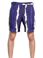 NEIL BARRETT - GESTREIFTE SHORTS AUS SEIDENSATIN - BLAU