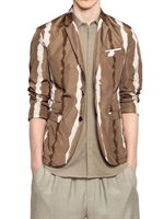NEIL BARRETT - GESTREIFTE NYLONJACKE MIT 2 KNÖPFEN - KHAKI