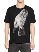 NEIL BARRETT - T-SHIRT AUS BAUMWOLLJERSEY MIT EULENDRUCK - SCHWARZ