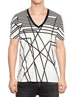NEIL BARRETT - JERSEY T-SHIRT MIT ABSTRAKTEM DRUCK - WEIß