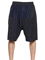 NEIL BARRETT - ZWEIFARBIGE BAUMWOLLSHORTS AUS HEMDENSTOFF - NAVY/SCHWARZ