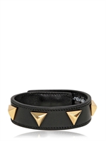 SAINT LAURENT - LEDER-MANSCHETTENARMBAND MIT DREIECKIGEN NIETEN - SCHWARZ