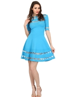 VICEDOMINI - PUNTO MILANO RAYON KNIT DRESS - BLUE