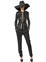 SAINT LAURENT - SAHARIANA BONDED NAPPA LEATHER JACKET - BLACK