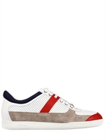 DIOR HOMME - SNEAKERS IN CAMOSCIO E PELLE PERFORATA - BIANCO/BLU/ROSS