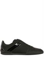 DIOR HOMME - CONTRASTING STRIPE LEATHER SNEAKERS - BLACK/BLACK