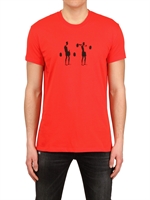 DIOR HOMME - JERSEY T-SHIRT MIT GEWICHTE-DRUCK - ROT/SCHWARZ