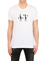 DIOR HOMME - JERSEY T-SHIRT MIT GEWICHTE-DRUCK - WEIß/SCHWARZ