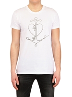 DIOR HOMME - JERSEY T-SHIRT MIT RUNDEM AUSSCHNITT & ANKERDRUCK - WEIß/SCHWARZ