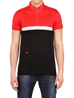 DIOR HOMME - BEE EMBROIDERED COLOUR BLOCK JERSEY POLO - BLACK/RED/WHITE