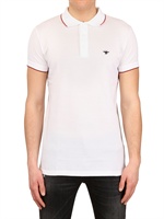 DIOR HOMME - BEE EMBROIDERED COTTON PIQUET POLO - WHITE/RED/BLACK