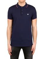 DIOR HOMME - BEE EMBROIDERED COTTON PIQUET POLO - NAVY/WHITE/RED