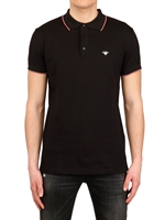 DIOR HOMME - BEE EMBROIDERED COTTON PIQUET POLO - BLACK/WHITE/RED