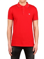 DIOR HOMME - BEE EMBROIDERED COTTON PIQUET POLO - RED/WHITE/BLACK