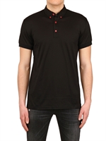 DIOR HOMME - COTTON JERSEY POLO SHIRT - BLACK/RED